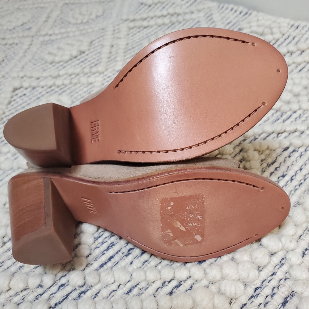 NEW Frye Courtney Sling Suede Peep Toe Bootie Shoes Country Boho Ash Size 6.5 - Picture 10 of 13